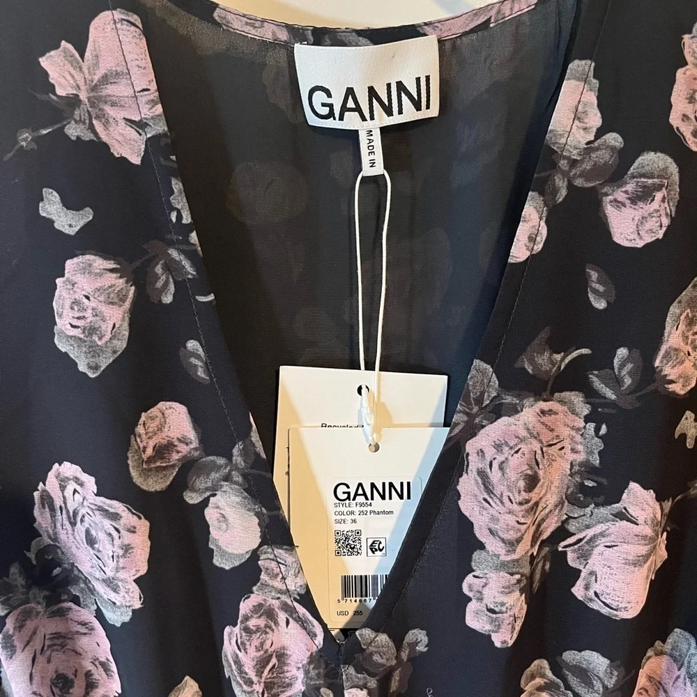 NWT Ganni Floral Georgette Mini Dress